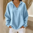 thumbnail image 2 of Lumosvexa Women No Hat V-Neck Hoodies for Women Relaxed Fit Plain Sweatshirts Long Sleeved Pullover Light Blue Size M, 2 of 8