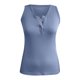thumbnail image 4 of Honeeladyy ofrece camisetas sin mangas para mujer, con botones, cuello en V acanalado, camisetas de verano informales, ajustadas, ropa de playa, camiseta sin mangas de color liso azul, 4 of 5