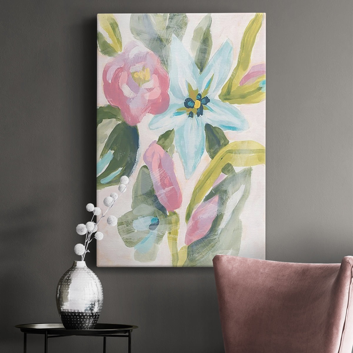 Floral Breeze Fresco I Premium Gallery Wrapped Canvas - Ready to Hang