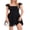 Black, variant on Women’s Vintage A-line Dress, Short Sleeve Ruched Bust Solid Color Flowy Mini Dress