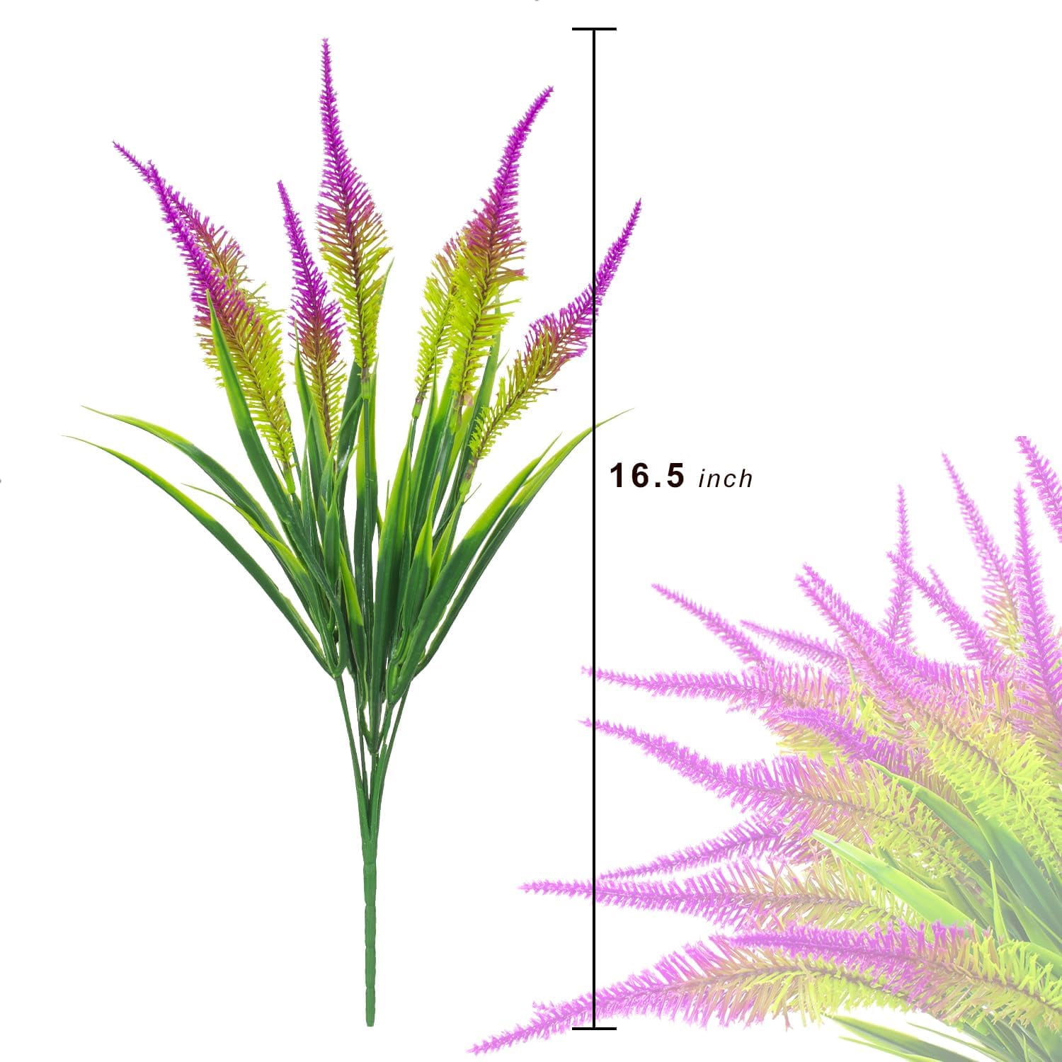 Artificial Flowers for Outdoors 10 Bundles Fake Monkey Grass Plants Outdoor Plastic Flower Outside Green Leaf Decoration for Patio Pot Décor (10 Bundle Rose Red Flowers)