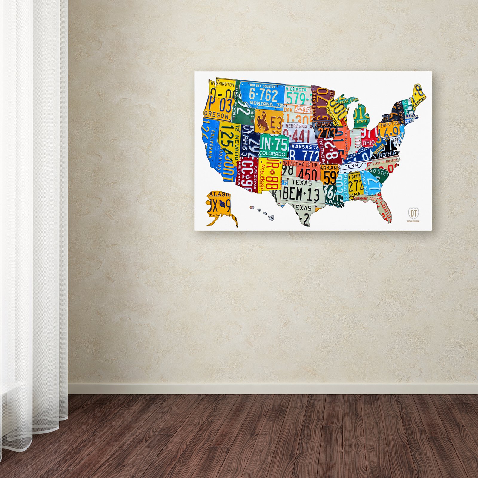 Trademark Fine Art 'License Plate Map USA 2' Canvas Art by Design Turnpike, Black Matte, Black Frame