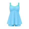 thumbnail image 4 of Ashyfjp Tankini Sets for Women Casual Contrast Strap Loose Flowy Top with Swim Shorts Soft Comfortable Two-Piece Summer Swimwear, Size S-XXL, 4 of 9