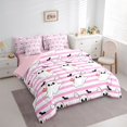 thumbnail image 2 of Manfei Kawaii Ghost Pumpkin Queen Bedding 7pcs, Halloween Cute Bat Bedding Comforter Set Queen, Pink White Black,Pink Reversible, 2 of 7