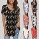 thumbnail image 1 of Fiudx Ofertas Relámpago Blusa Holgada de Manga Corta con Cuello Redondo Informal Estampada a La Moda para Mujer, 1 of 6