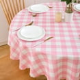 thumbnail image 3 of Pink Gingham Round Tablecloth-Checkered Table Cloth Waterproof Kitchen & Table Linens-Polyester Buffalo Plaid Wrinkle Free Table Cover(Baby Pink ), 3 of 7