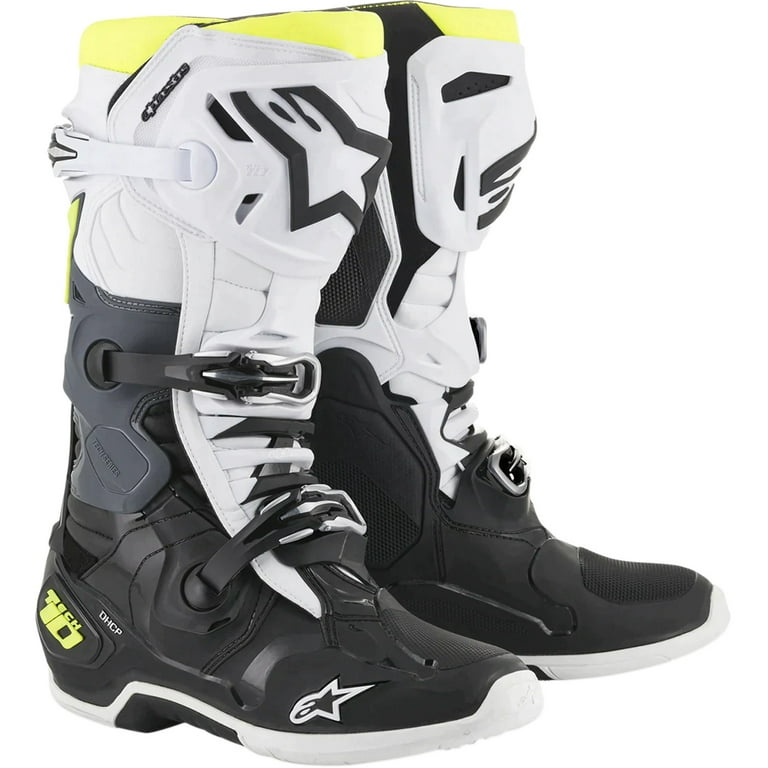 Alpinestars Tech 10 ブーツ ホワイト/ブラック[9inch] Alpinestars Tech 10 Black/White/Yellow Fluorescent Boots