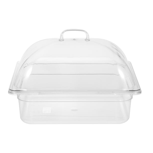 1 Conjunto de bandeja de buffet con tapa de frutas Bandeja de almacenamiento de alimentos Bandeja de servidumbre Bandeja de buffet transparente con cubierta