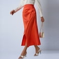 thumbnail image 6 of Levmjia Women Fish Tail Midi Skirt Satin High Waist Pencil Solid Color Asymmetrical Slit Elegant Office Work Party Dress Formal Evening Wear, 6 of 8