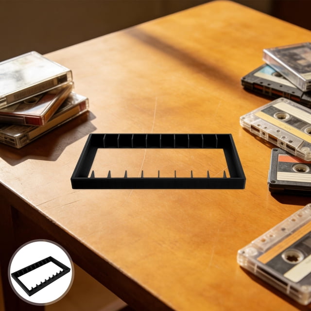 CHICHUMID Organizador De Cintas Cassette Con 10 Compartimentos Para Almacenaje Eficiente En Escritorio Color Negro
