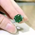 thumbnail image 2 of 3Ct Asscher Cut Green Lab Created Emerald Engagement 14k White Gold Finish Ring, 2 of 2