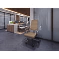 thumbnail image 4 of 2xhome Set of 2 Tan Beige Mid Century Modern High Back Tall Ribbed PU Leather Swivel Tilt Adjustable Height Chair, 4 of 13