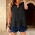 thumbnail image 2 of Womens Tank Tops 2026 Summer V Neck Sleeveless Cotton Linen Shirts Loose Fit Lace Boho Blouse Clothes Embroidered Eyelet Dressy Casual Blouses Beach Vacation Clothes Black M, 2 of 6