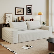 71" Corduroy Sofa Couch,Deep Seat 3 Seater Sofa Couches,Loveseat Sofa,No Assembly for Living room,Bedroom,White