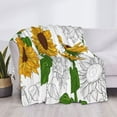 thumbnail image 3 of Honeii Plump Sunflower And Sketch print throw blanket, crafted from cozy cotton flannel, offers versatile home decor as a bedding suitable for all seasons.-60"x50", 3 of 6