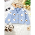 thumbnail image 4 of FAROOT Infant Baby Girl Cardigan Long Sleeve V Neck Button Closure Flower Knit Sweater Warm Fall Winter Coat, 4 of 9