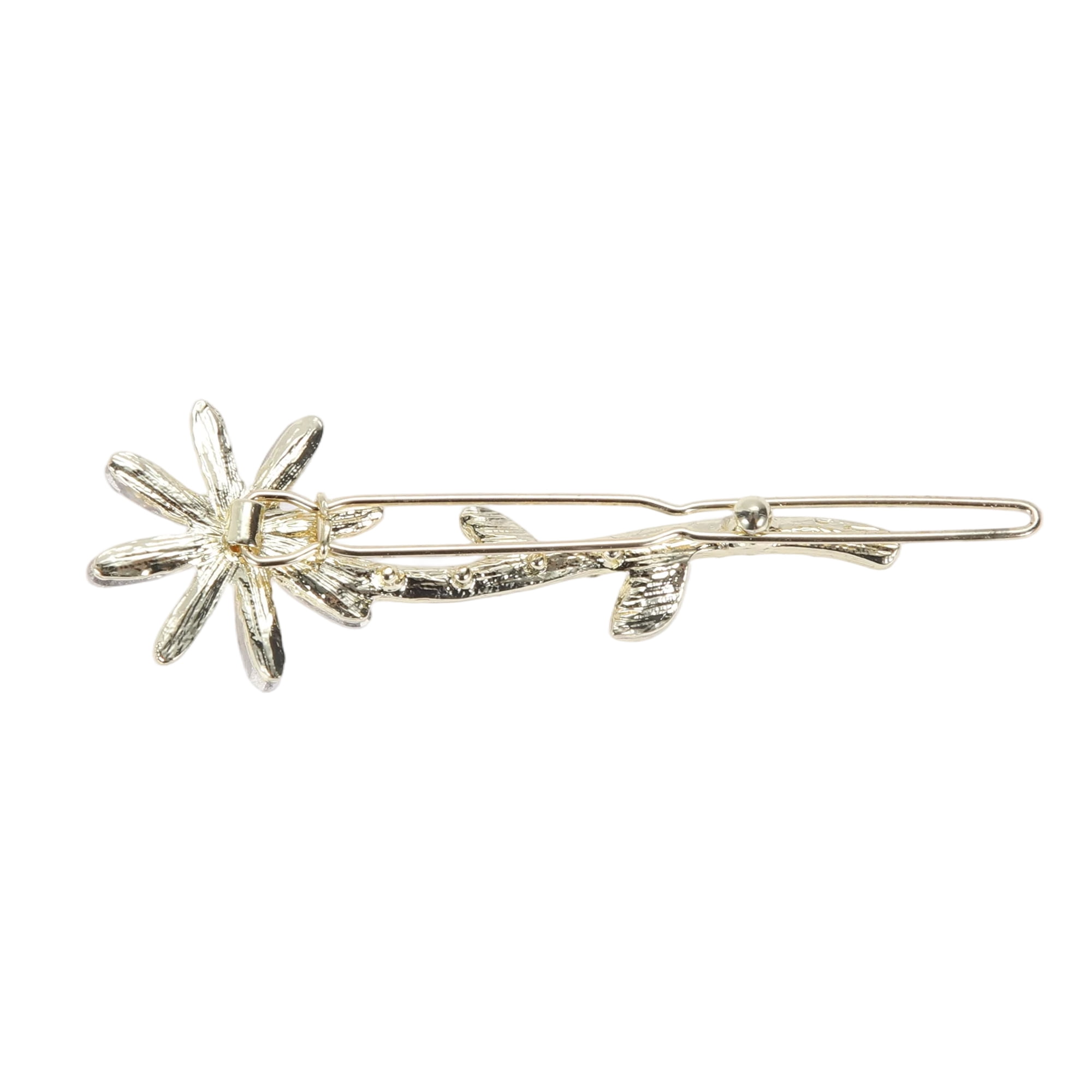 Unique Bargains 2Pcs Faux Crystal Flower Bobby Pin Gold Tone Hair Accessory