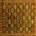 thumbnail image 1 of Ahgly Company Indoor Square Oriental Yellow Industrial Area Rugs, 4' Square, 1 of 4