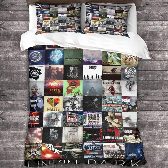 Linkin Park - Bedding Set Pieces - Duvet Cover with Rock 'n' Roll Music Theme in D Print - Comfortable and Soft,King（xc