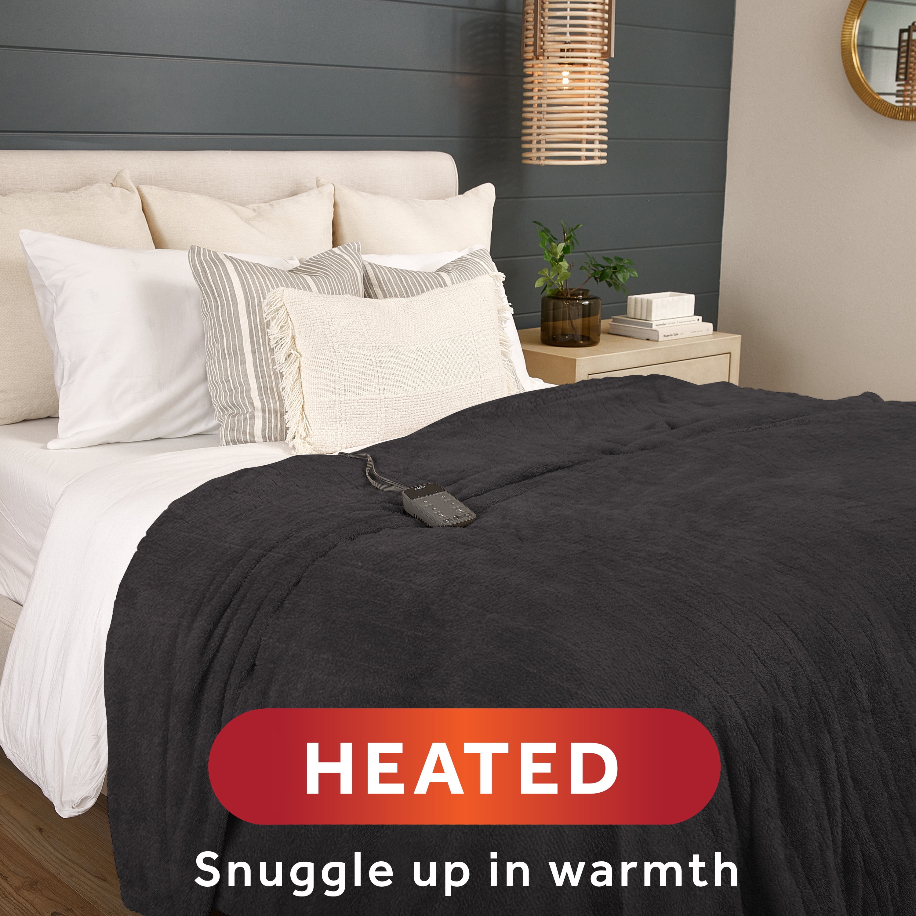 Sunbeam Loftec Wi-Fi Connected Electric Heated Blanket, Slate, Queen