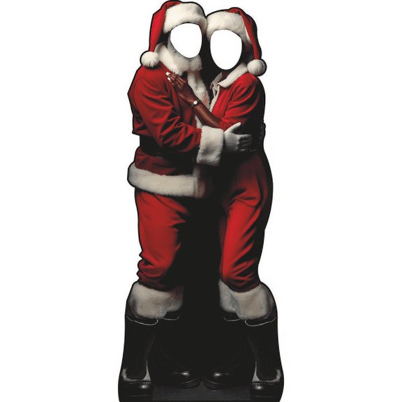 SP13174 Mr & Mrs Afro Black Santa Claus Christmas Stand In Cardboard Cutout Standee Standup