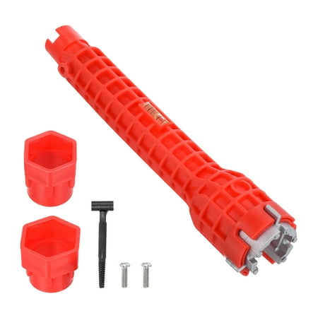 

Faucet and Sink Installer 8 in 1 Multi-purpose Wrench Plumbing Tool for Toilet Bowl Bathroom Basin Red