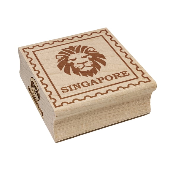 Singapore Travel Lion National Animal Square Rubber Stamp Stamping Scrapbooking Crafting - Medium 1.75in