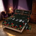 thumbnail image 2 of Homewish Red Flower Floral Queen Sheets, Bohemian Moon Phase Queen Sheet Sets, 4 Pieces, 1 Flat Sheet, 1 Fitted Sheet and 2 Pillowcases, 2 of 6