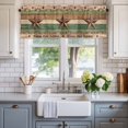 thumbnail image 2 of Western Texas Star Vintage Farmhouse Short Window Curtain Valances, Retro Farmhouse Brown Green Wooden Rod Pocket Kitchen Valances for Living Room Bedroom Bathroom Cafe 54" x 18", 2 of 8