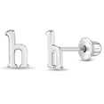 thumbnail image 1 of Boucles d'Oreilles pour Enfants / Filles à Vis avec Lettre Initiale Polie « H » - Argent Sterling, 1 of 4