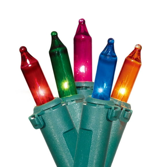 Holiday Time 300-Count Multicolor Incandescent Mini Christmas Lights, with Green Wire, 62.6'