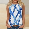 thumbnail image 2 of UPPADA Débardeurs Graphiques pour Femmes Coupe Ample T-Shirts Décontractés Ourlet Fluide Col Rond Tendance Sans Manches Hauts d'Été Vêtements de Plage Vacances Tenues Acheter de Nouveau Commandes Mes Commandes Passées Bleu,P, 2 of 4