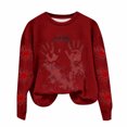 thumbnail image 2 of TIMIFIS Chandail en Molleton Halloween Femmes Horreur Rouge Graphique Chandails en Molleton en Polaire Halloween Col Rond Manches Longues Chandail Tops, 2 of 3