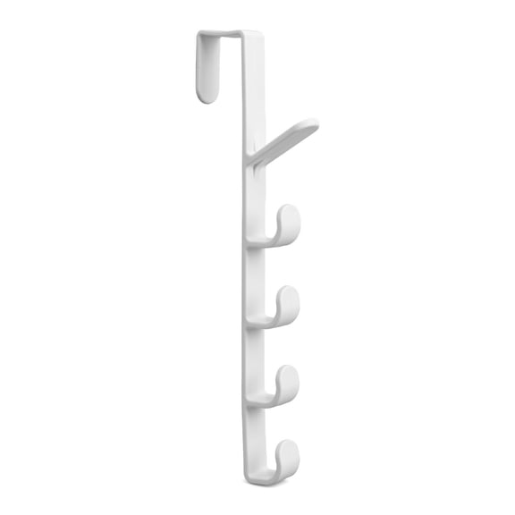Unfmouf 5 Layers Over The Door Organizer Hooks Hats Hanger,Purse Organizer Vertical Hanging Coat Organizer Rack for Backpack Towel and Hangers, White