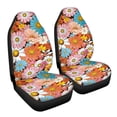 thumbnail image 7 of ZIATUBLE Beauty Hippie Flower High Bucket Seat Protector Stretchy Car Seat Cover for Front Seat Pack of 2 Interior Car Seat Covers Full Set for Women Automotive Accessories for SUV Sedan Van, 7 of 7