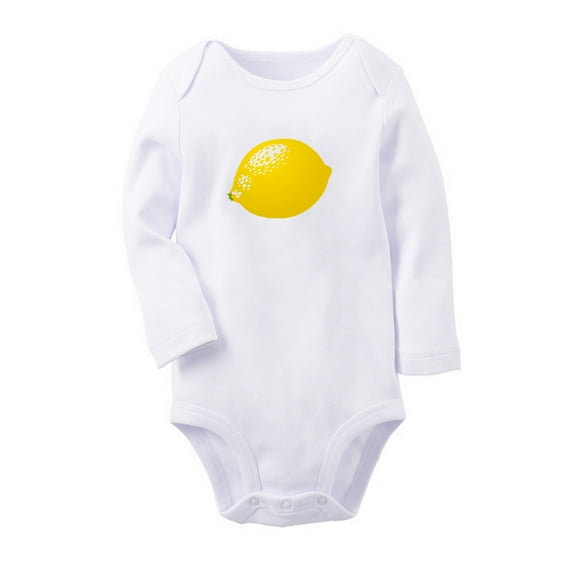 Fruit Lemon Image Print Cute Rompers, Newborn Baby Unisex Bodysuits, Infant Jumpsuits, Toddler 0-12 Months Kids Long Sleeves Oufits (White, 6-12 Months)