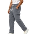 thumbnail image 2 of MXALUOB Men's Corduroy Pants Wide Leg Textured Winter Cargo Pants Drawstring Elastic Waist Trousers with Pockets for Daily Wear, 2 of 6