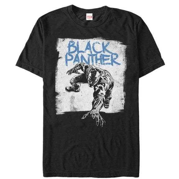 Men's Marvel Black Panther Paint Print Graphic Tee Black X Large