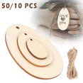 thumbnail image 2 of Miuline 10/50PCS Unfinished Wood Slices  Predrilled Wooden Circles with Hole Natural Jute Twine Crafts Ornaments DIY For Home Hanging Decorations, 2 of 9