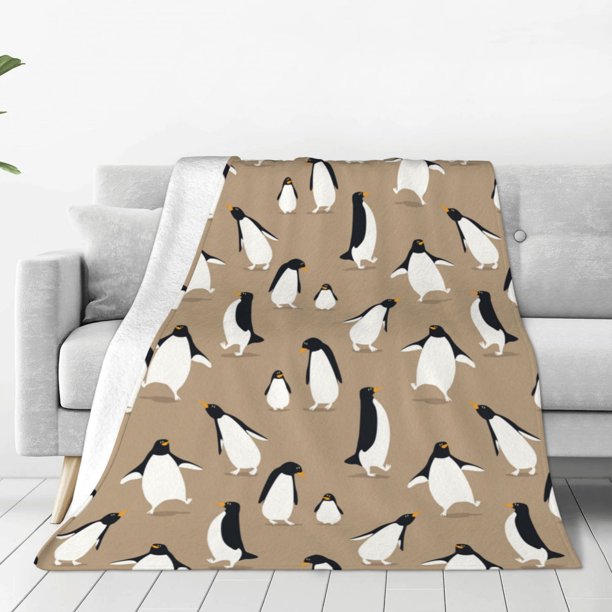 Balery Lovely Penguin Manta de Felpa Suave y Acogedora – Cobija de Franela Aterciopelada para Cama, Lavable y Cálida para Sofá, Mascotas, Transpirable-50"x40"
