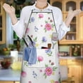 thumbnail image 6 of Pioneer Flower Floral Print Pattern Cotton Linen Apron with Pockets, Waterproof Adjustable, 33x27 Inch for Kitchen, Gardening, BBQ, Salon, 6 of 6