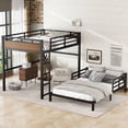 thumbnail image 3 of Full XL over Full XL Metal Bunk Bed,Heavy-duty Separable Bunk Beds Loft Bed with Safety Guardrails,Walnut, 3 of 10