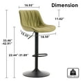 thumbnail image 6 of YOUNIKE Bar Stools Set of 2, Swivel Upholstered Barstools, Adjustable Height Counter Stools, Faux Leather Padded Bar Chairs, Metal Frame, Avocado Green, 6 of 16