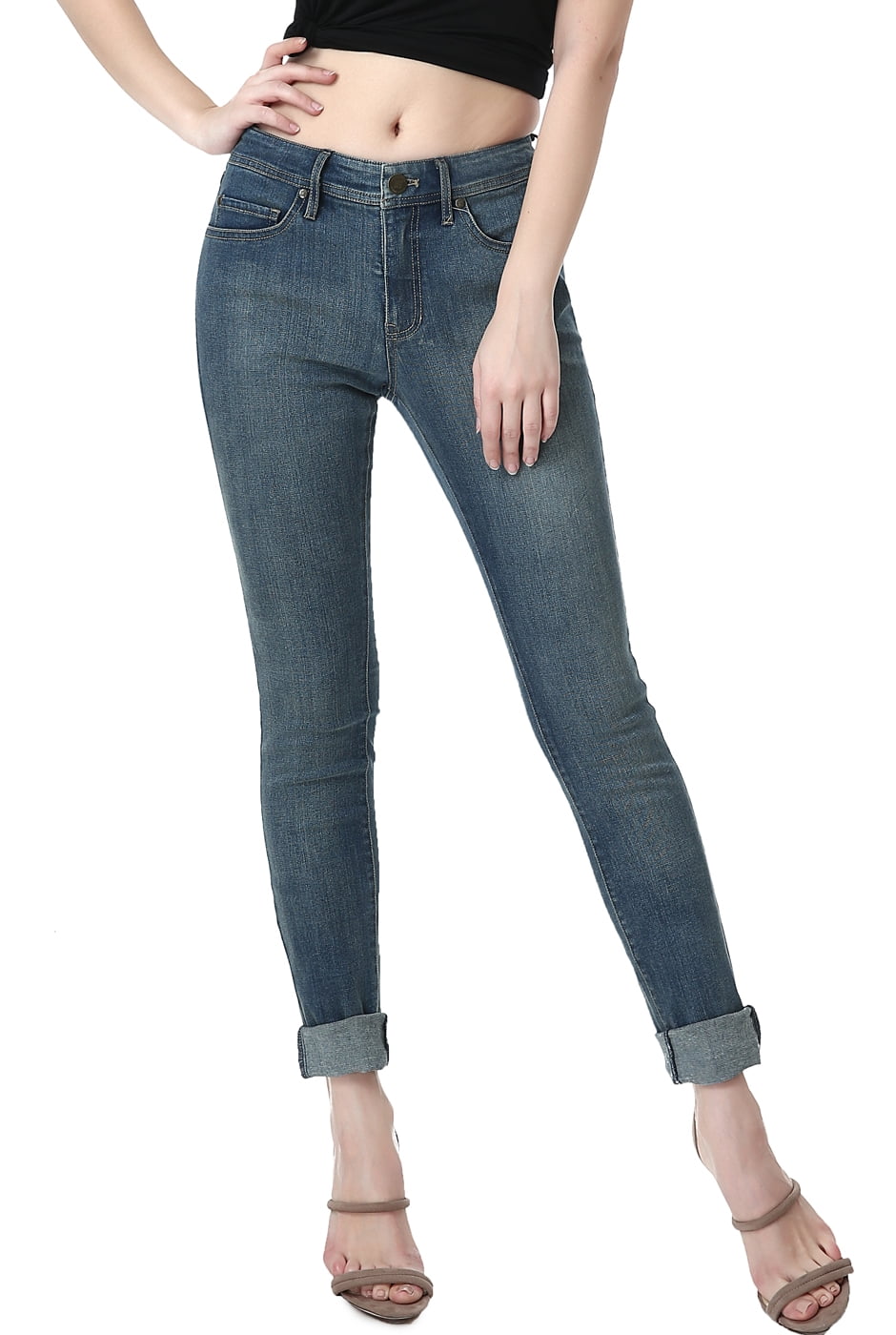 Phistic - Women's Ultra Stretch Medium Indigo Skinny Jeans - Walmart ...