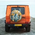 thumbnail image 6 of Logiee Rustic Blue Vase Blossoms Print Spare Tire Cover, Universal Wheel Protectors,Waterproof Dust-Proof UV Sun Wheel Tire Cover,Fit for SUV, RV, Travel Trailer, Truck-17 inch, 6 of 6
