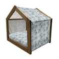 thumbnail image 2 of Floral Pet House, Swirls Daisy Flower Bouquets Beauty Exquisite Flourishing Nature Essence, Outdoor & Indoor Portable Dog Kennel with Pillow and Cover, 5 Sizes, Sky Blue Grey Apricot, by Ambesonne, 2 of 5
