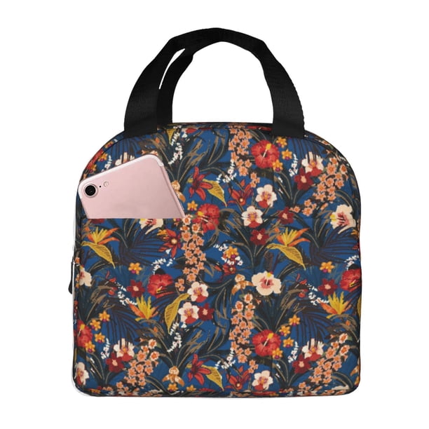 Easygdp Vintage Floral Bolsa Térmica Premium - Tela Oxford Impermeable, Gran Capacidad, Bolsillo Frontal, Unisex para Trabajo, Escuela, Actividades al Aire Libre y Picnics