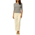 thumbnail image 2 of INSPIRE CHIC Women's Boat Neck Blouse Half Sleeve Slim Fit Ribbed Knit Tops 2XL Gray, 2 of 5