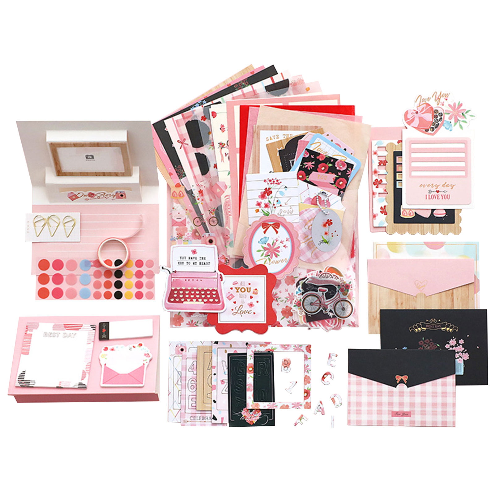 Girl DIY Scrapbooking Supplies Stationery Scrapbook Kit Envelope Blank  Notebook Washi Sticker For Teens Cute Journal Set - AliExpress