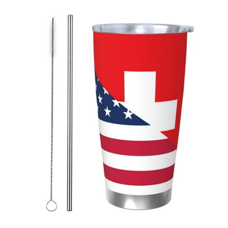 

Tideii USA Switzerland for 20OZ Car Cup Stainless Steel Cold and Hot Cup with Lid Suitable for Outdoor and Home Unisex-Straw Two-piece Set